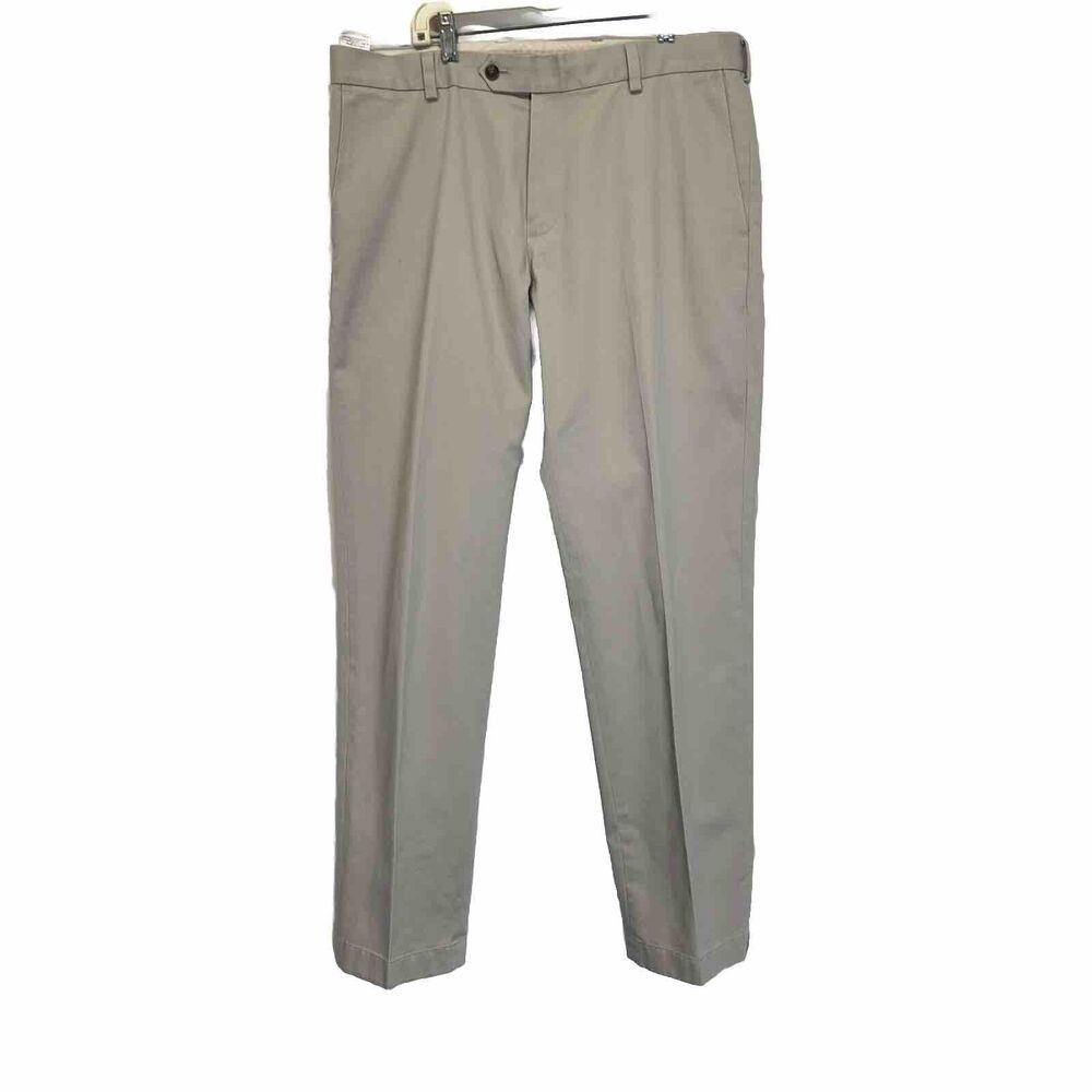 Brooks Brothers Pants Men's 35x32 Khaki Flat Front Advantage Chino Milano Cotton